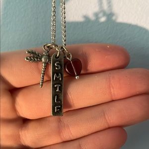 Silver and Red Charm Necklace